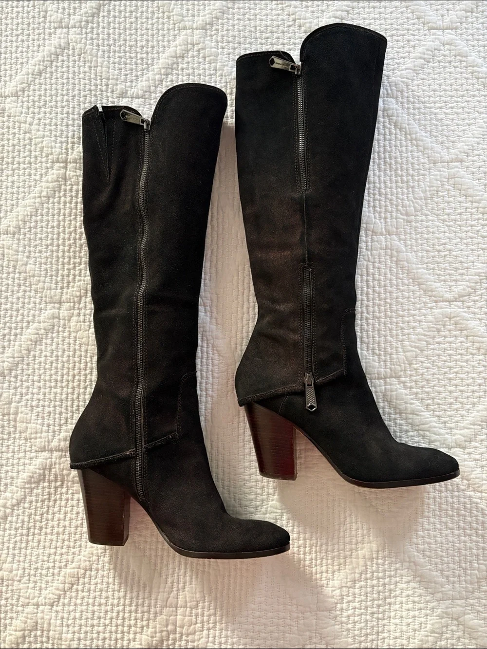 Donald J. Pliner Black Suede Over-the-Knee Block Heel Boots